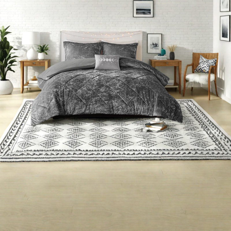 Ensembles de literie en velours contemporain, polyester gris moelleux pour une maison luxueuse