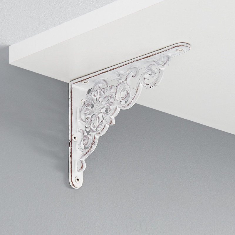 Pennsylvania Dutch Cast Iron Shelf Bracket, White, 6.38" H x 4.63" W x 1" D
