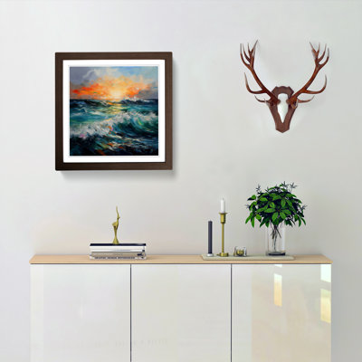 Ocean Palette Knife Painting No.2 - Single Picture Frame Print on Wood