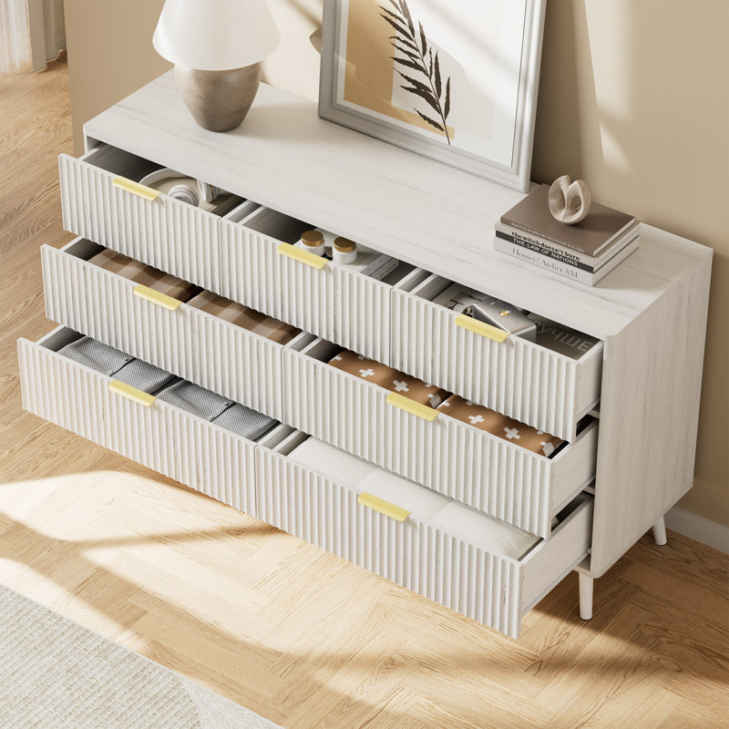Ensemble de chambre à coucher 3 pièces (1 commode + 2 tables de chevet), Blanc