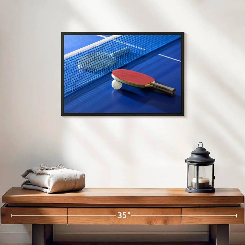 Tennis de table bleu, 19 po x 13 po, Cadre flottant noir
