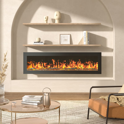 Wall mount Electric Fireplace with Remote Included, 12 Flame Colours,1800W
