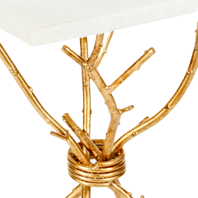 Harut Granite Top End Table, White / Gold