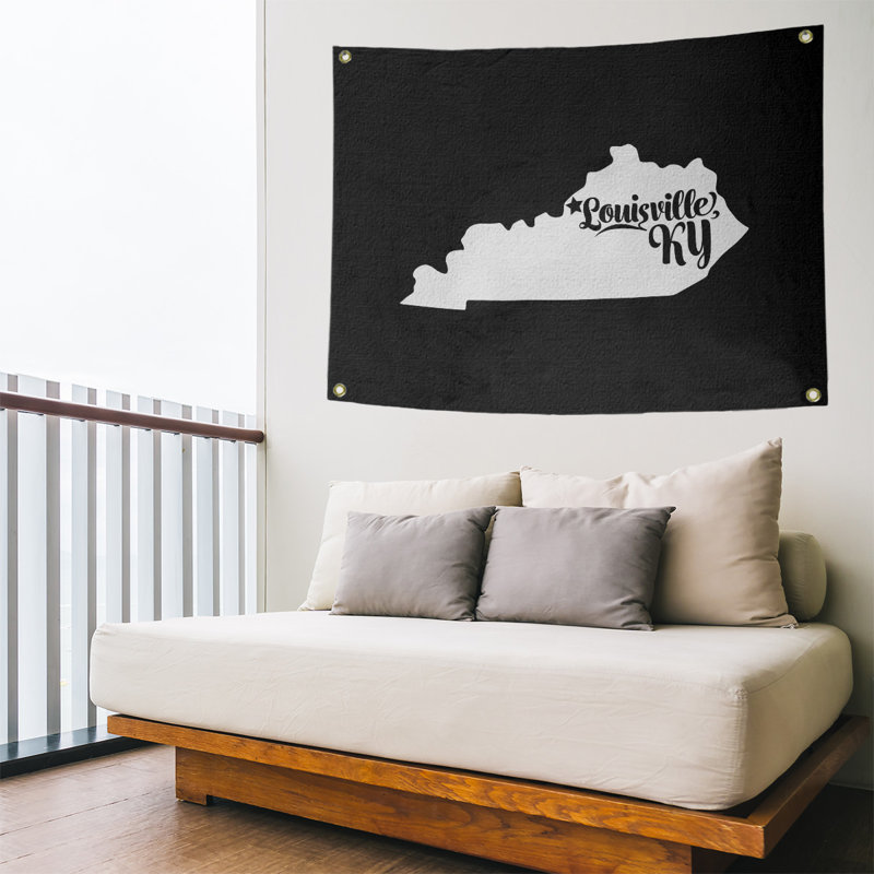 Tapisserie murale louisville kentucky, H 26 po x l 36 po, Noir