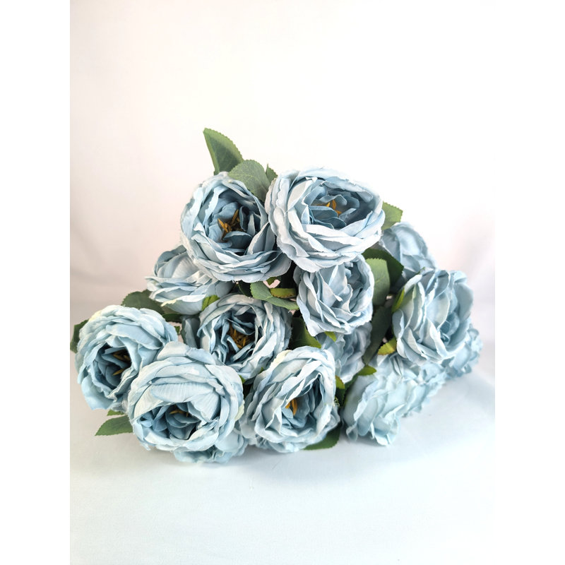 Austin Roses Silk Flowers, Blue