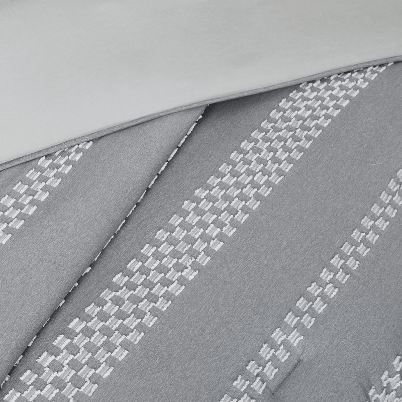 Gray Full Microfiber Jacquard Comforter Set with Shams