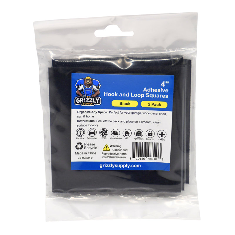 4"x4" Adhesive Hook and Loop Square 2/pk