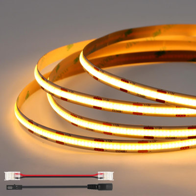 Bande lumineuse DEL COB 16,4 pi 48 W CC 12 V, ruban à découper flexible, homologué UL, IRC élevé 93+