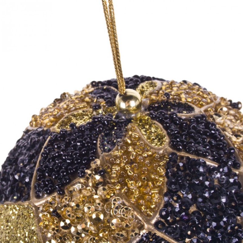10cm Bauble, Black / Gold