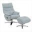 Fauteuil d'appoint moderne pivotant à 360 degrés en cuir fleur avec repose-pieds assorti, ton bleu