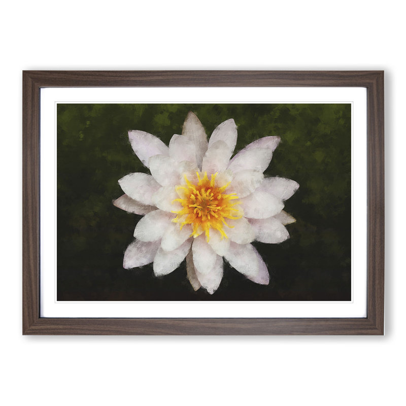 White Lily Flower Painting - Picture Frame Graphic Art, Walnut, 36cm H x 48cm W x 2cm D