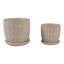 Plateau décoratif décoratif en céramique avec motif - Pots de fleurs d'intérieur élégants avec soucoupe pour patio, salon ou décoration intérieure - ensemble de 2, 8 po, 6 po, ivoire-1628970247