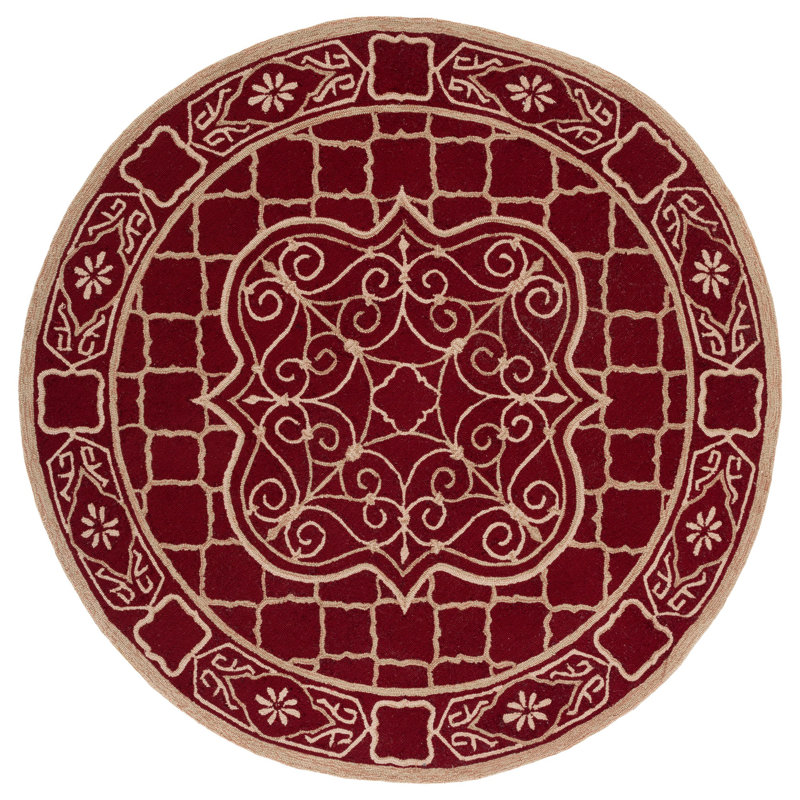 Bibbins Hand Hooked Performance Geometric Rug, Round 8'