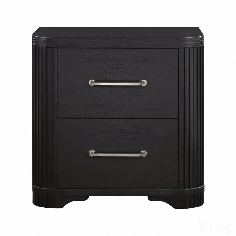 Table de chevet 1Pc avec 2 tiroirs en queue d'aronde, finition gris anthracite, design élégant, table de chevet