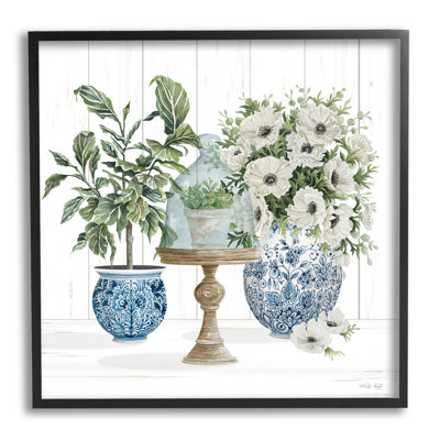 «Farmhouse Blooms Anemone Flowers» par Cindy Jacobs - cadre flottant, impression sur bois