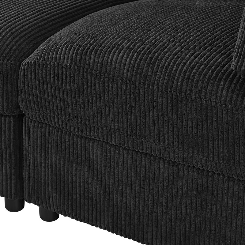 Canapé modulaire en velours côtelé Beglobe, Black Corduroy
