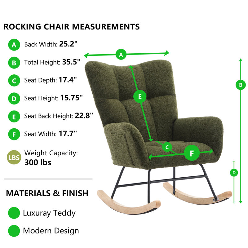 Chaises de peluche en bois massif rembourrées, Vert foncé