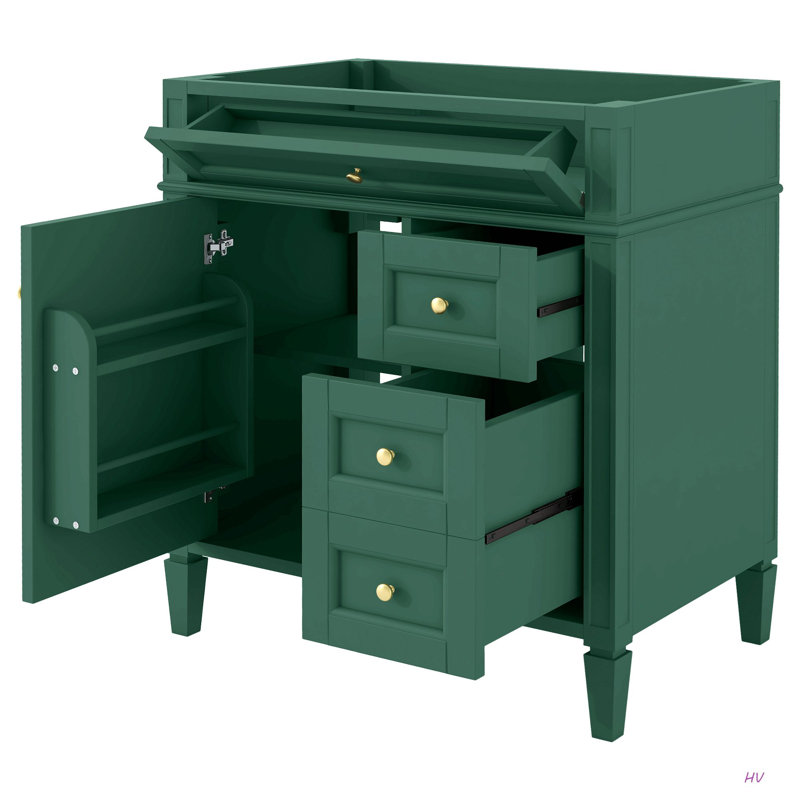 Meuble-lavabo de salle de bain de 30 po sans lavabo supérieur, armoire de rangement moderne avec 2 tiroirs et un tiroir rabattable (BASSIN INCLUS)