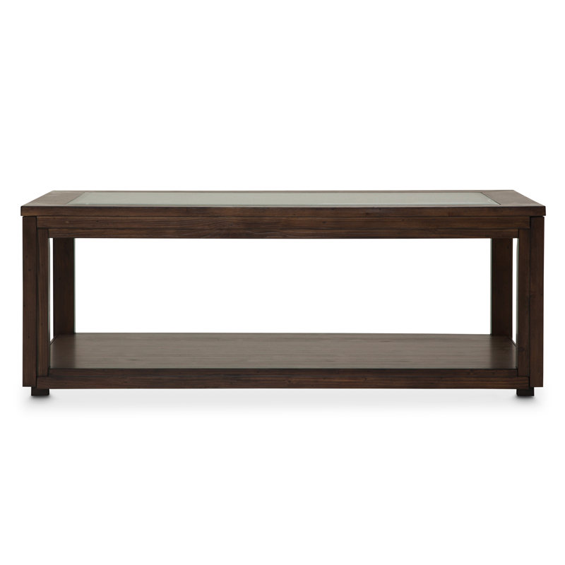 Carrollton Wood and Glass Rectangular Coffee Table - Rustic Ranch