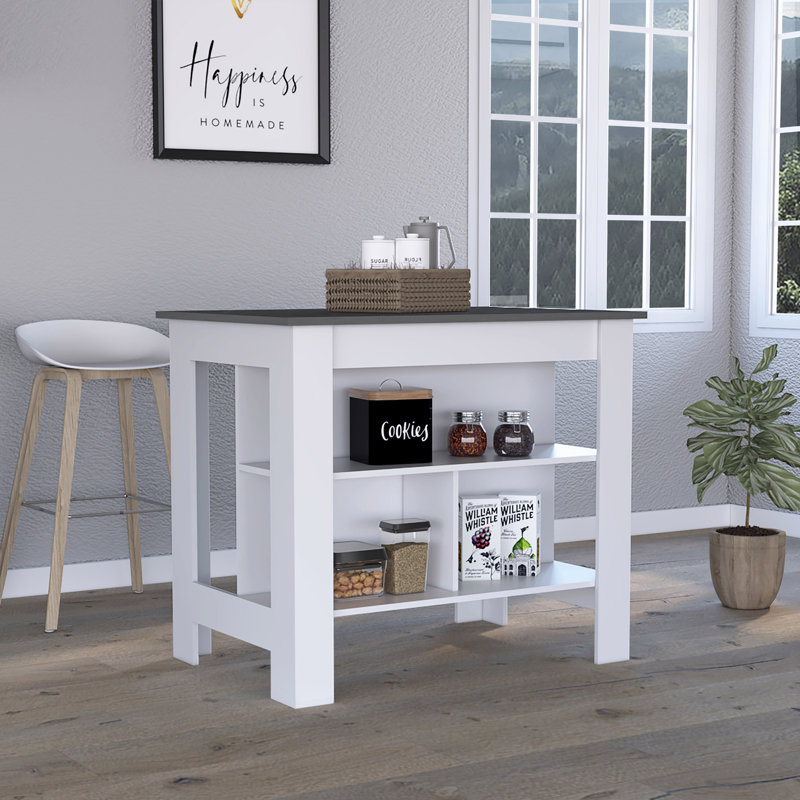 Goruav Wood Kitchen Island, Grey