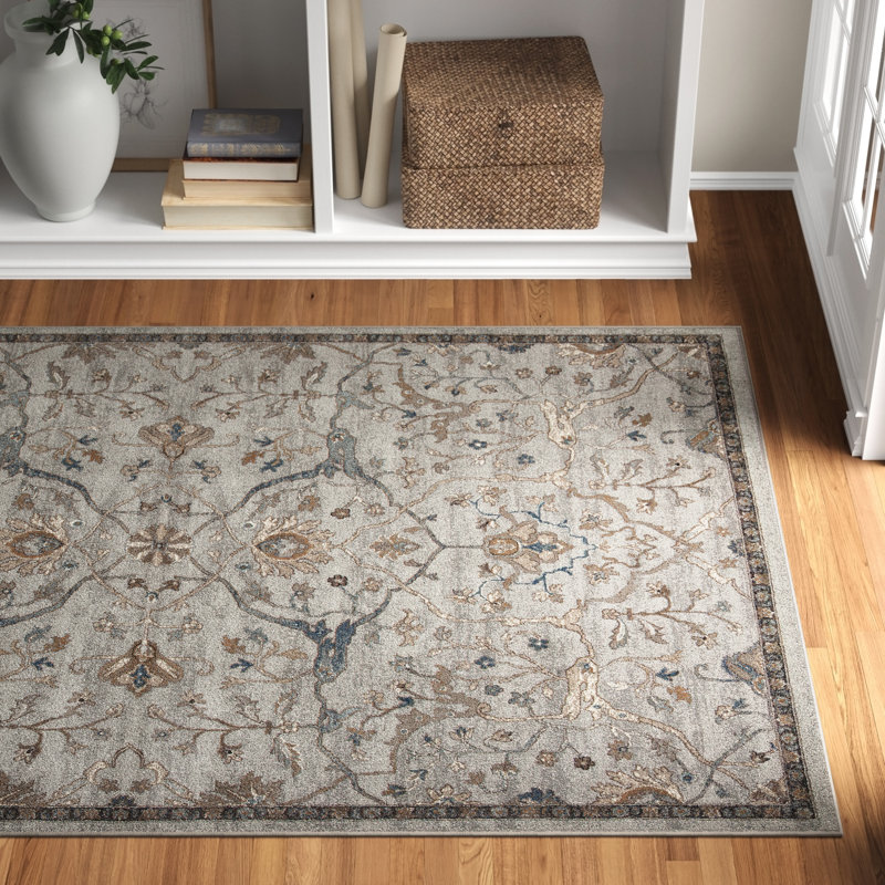 Ameiya Viscose Floral Indoor Rug, Rectangle 5' x 8'