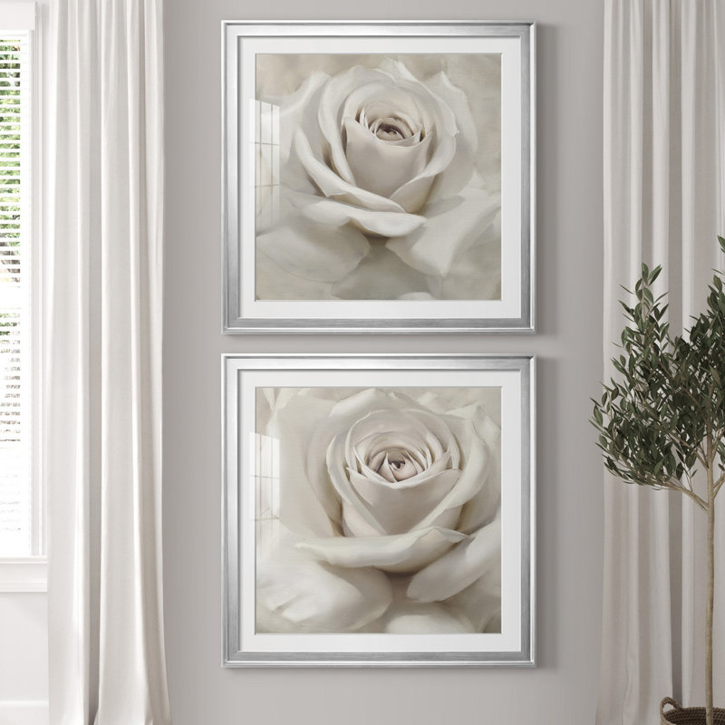 " Dreamy I " 2 - Pieces, 26.5" H x 53" W, Framed Print with Mat, Silver