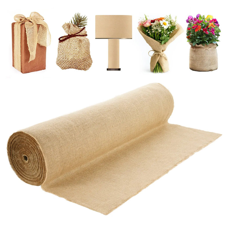 Rouleau de tissu en toile de jute naturelle haute densité 50 x 50 - Revêtement d'arbre de jute biodégradable, résistant à la décoloration pour la décoration d'hiver / mariage / jardinage / plante