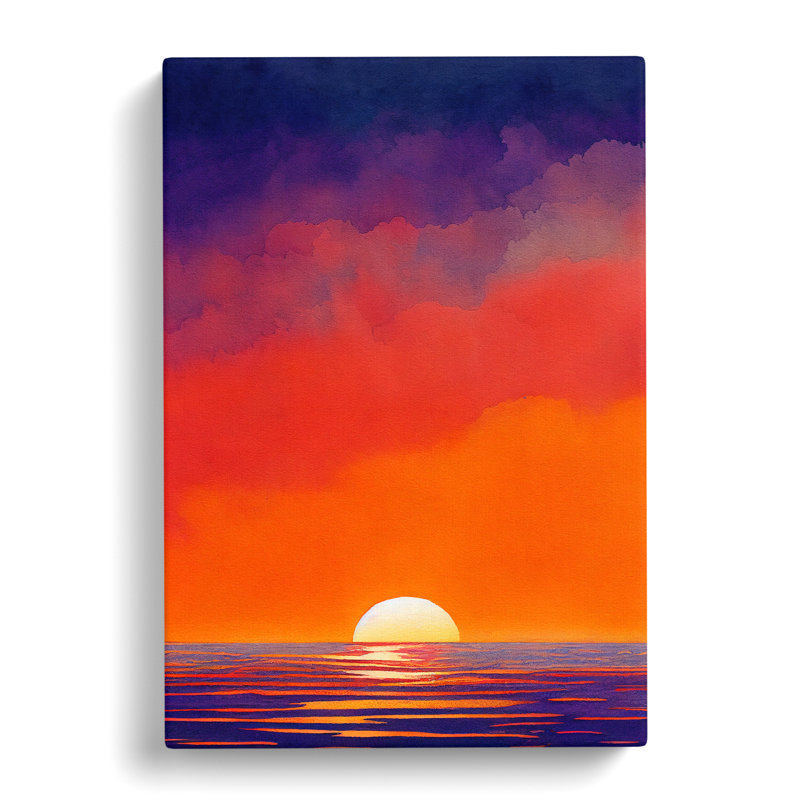 XC1022-623X An Ocean Sunset Watercolour No.3 - Wrapped Canvas Print, 50cm H x 35cm W x 3cm D
