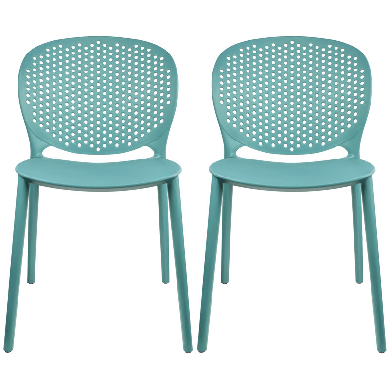 Outdoor Stacking Dining Side Chair, Aqua