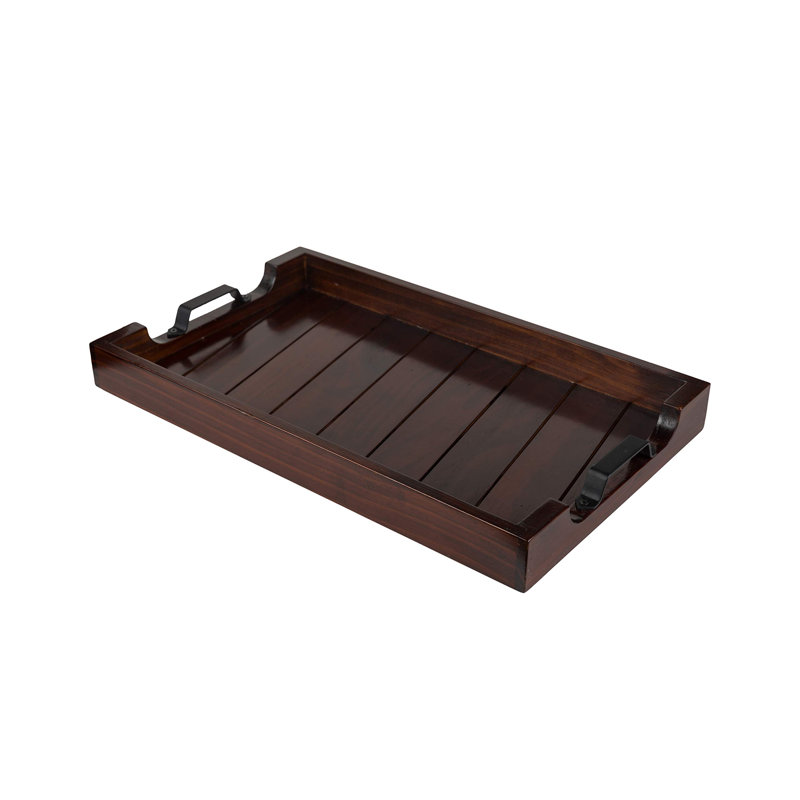 Wooden Serving Tray With Handle, 20” X 12’’, Wooden Tray With Handles, Serving Tray With Handles, Dark Brown