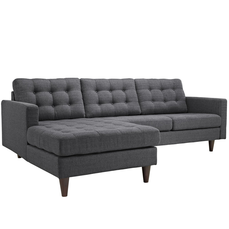 Canapé modulaire Modway Empress, Gris 100% polyester, Orienté à gauche (vu de face), H 34 po x l 87,5 po x P 60,5 po