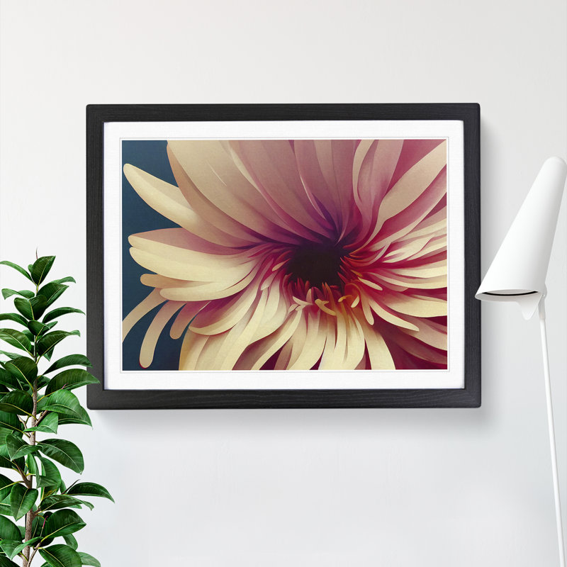 Lively Flower - Single Picture Frame Print, Black, 46cm H x 64cm W x 2cm D
