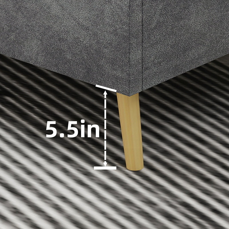 Lit tapissier en velours, Gris, Grand lit