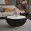 Table de bout moderne avec plateau en cuir fritté et base en métal avec base en métal, table d'appoint luxueuse pour le salon (chaque plateau a un motif gris unique)-1100101139