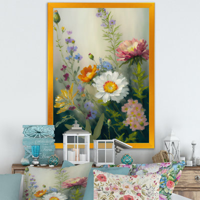 «Painted Blossoming Wildflowers VI», art mural floral