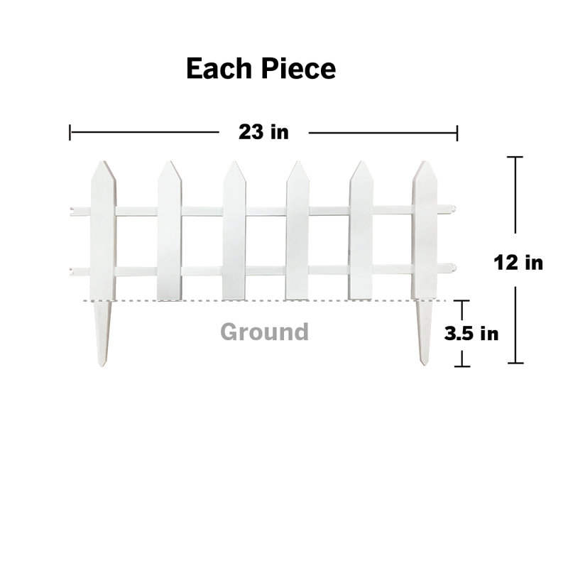 White Vinyl Freestanding Picket Garden Fence, 12 x 23 Inches