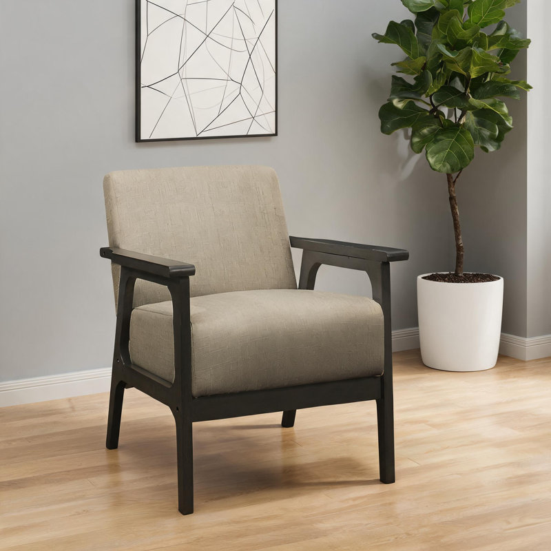 Fauteuil d'appoint à accoudoir traditionnel en bois massif brun chaud, Gris
