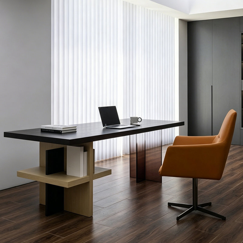 Bureau à la maison de style italien, H 29,53 po x l 70,87 po x P 31,5 po, Noir