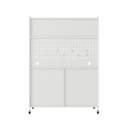 Armoire de cuisine, armoire de rangement haute avec portes en verre et tablettes réglables, armoire de cuisine, salon, salle à manger, blanc