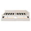 Grand lit plateforme tapissier avec port USB et 2 tiroirs, beige-917905417