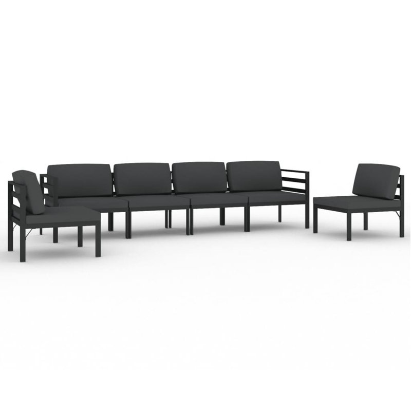 Ensemble modulaire de patio carré de 27,6 po de largeur avec coussins, 2x corner + 2x middle + table