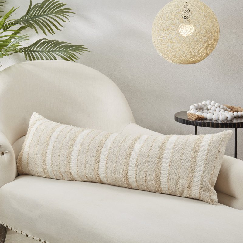 Amorette Collection Appliqued Cotton Throw Pillow, Polyester, 13"H x 40"W