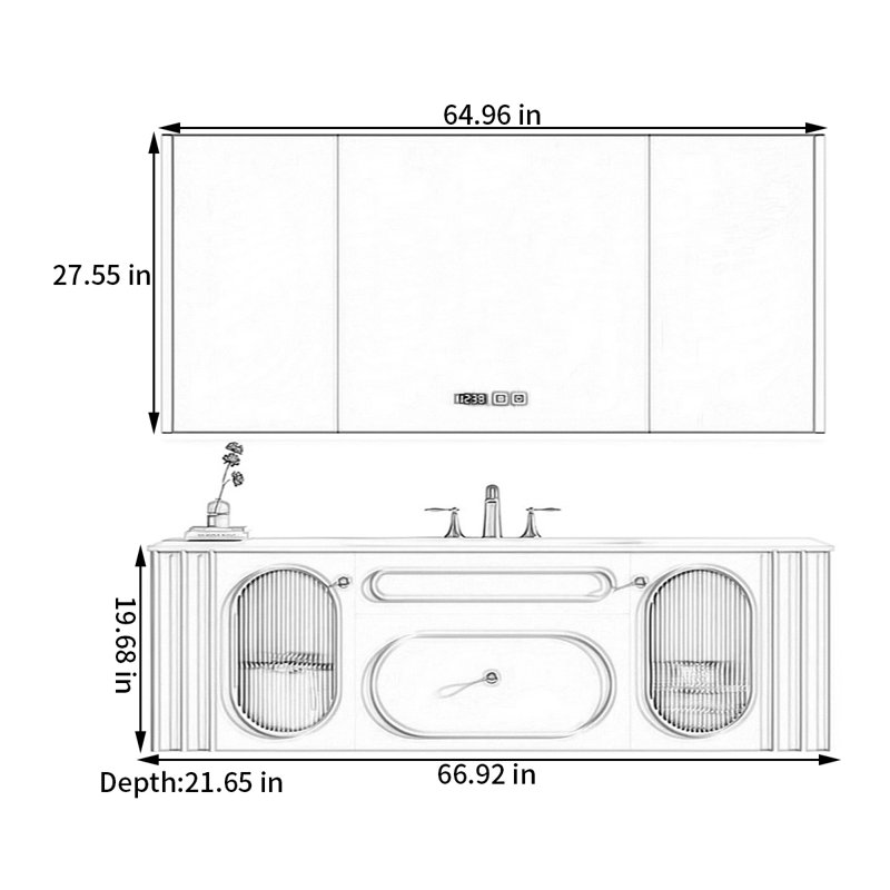 Armoire de salle de bain française de style crème français, null