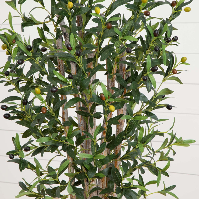 Artificial Olive Tree in White Oval Planter