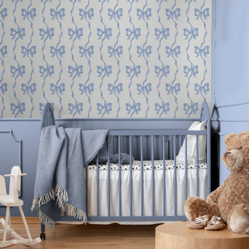 Cath Kidston Ribbon Bow Wallpaper, Blue