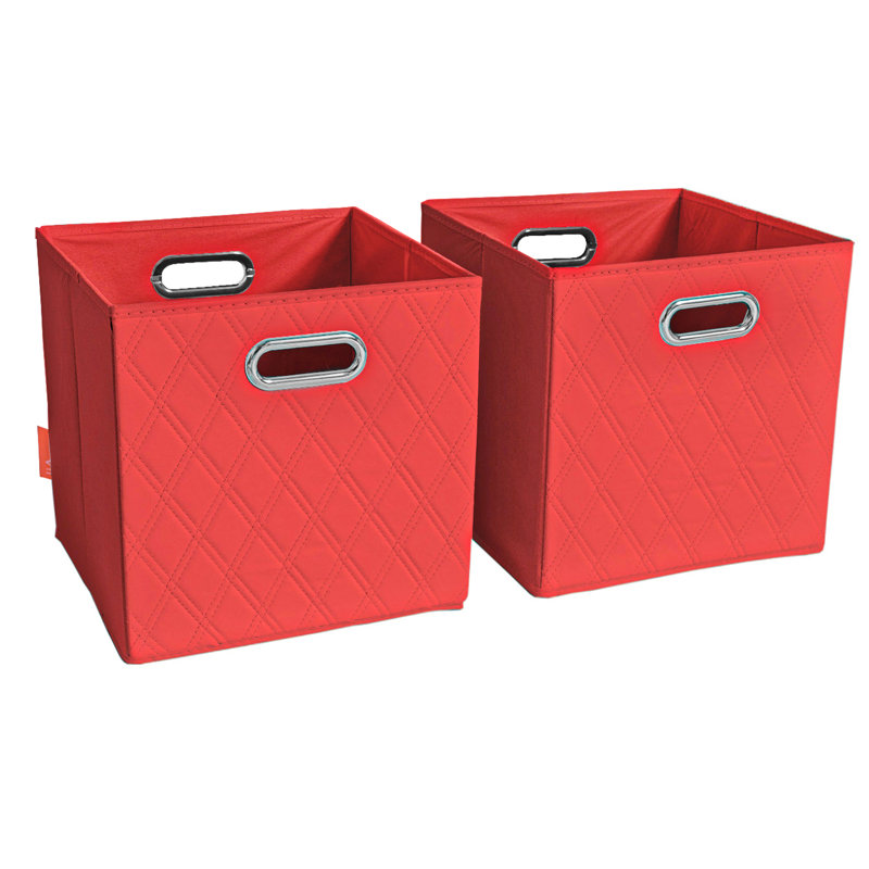 Jiaessentials Faux Leather Cube or Bin Set, 13" H x 13" W x 13" D, Red