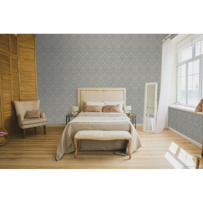 Italian Classics 4 Traditional Damask 3D Embossed Wallpaper Roll, Blue