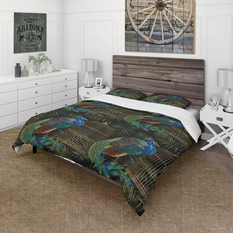 Ensemble de housse de couette éclectique en microfibre noire, Housse de couette très grand + 2 taies décoratives