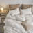 Striped Duvet Cover Set 100% Washed Cotton Linen Like Textured-105229476-105229477