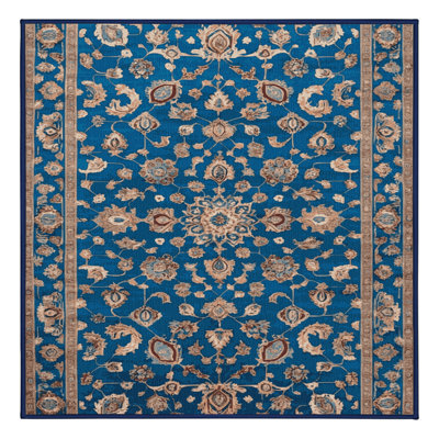 Tapis bleu Tabriz lavable à la machine